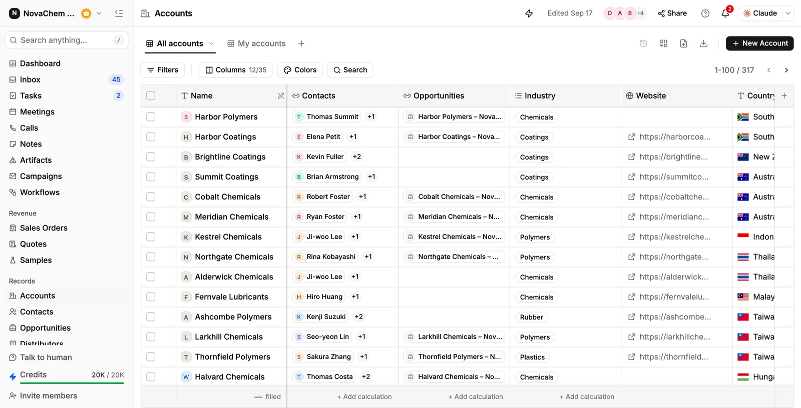 The Accounts list in PromptLab