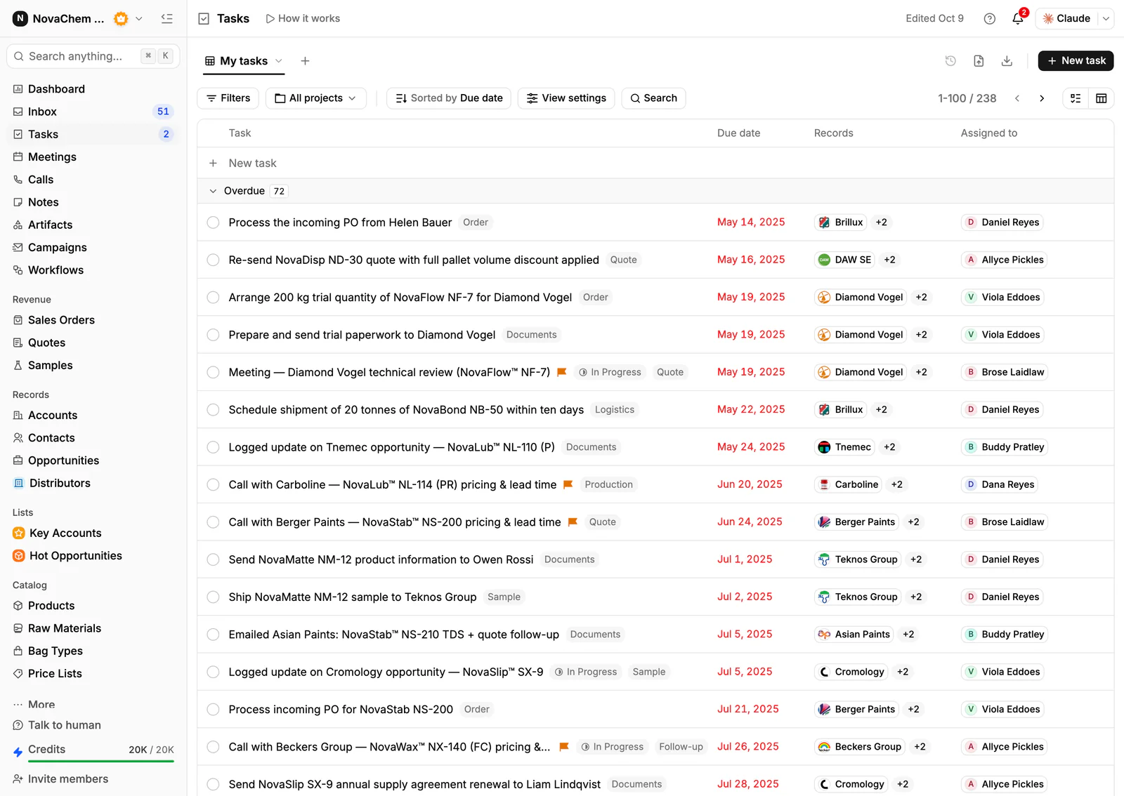 The task list in PromptLab