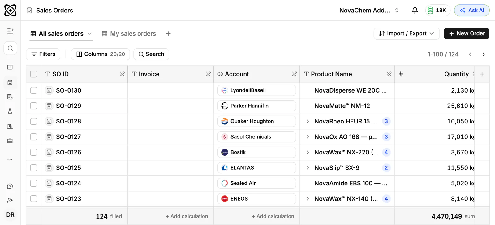 Sales orders in PromptLab